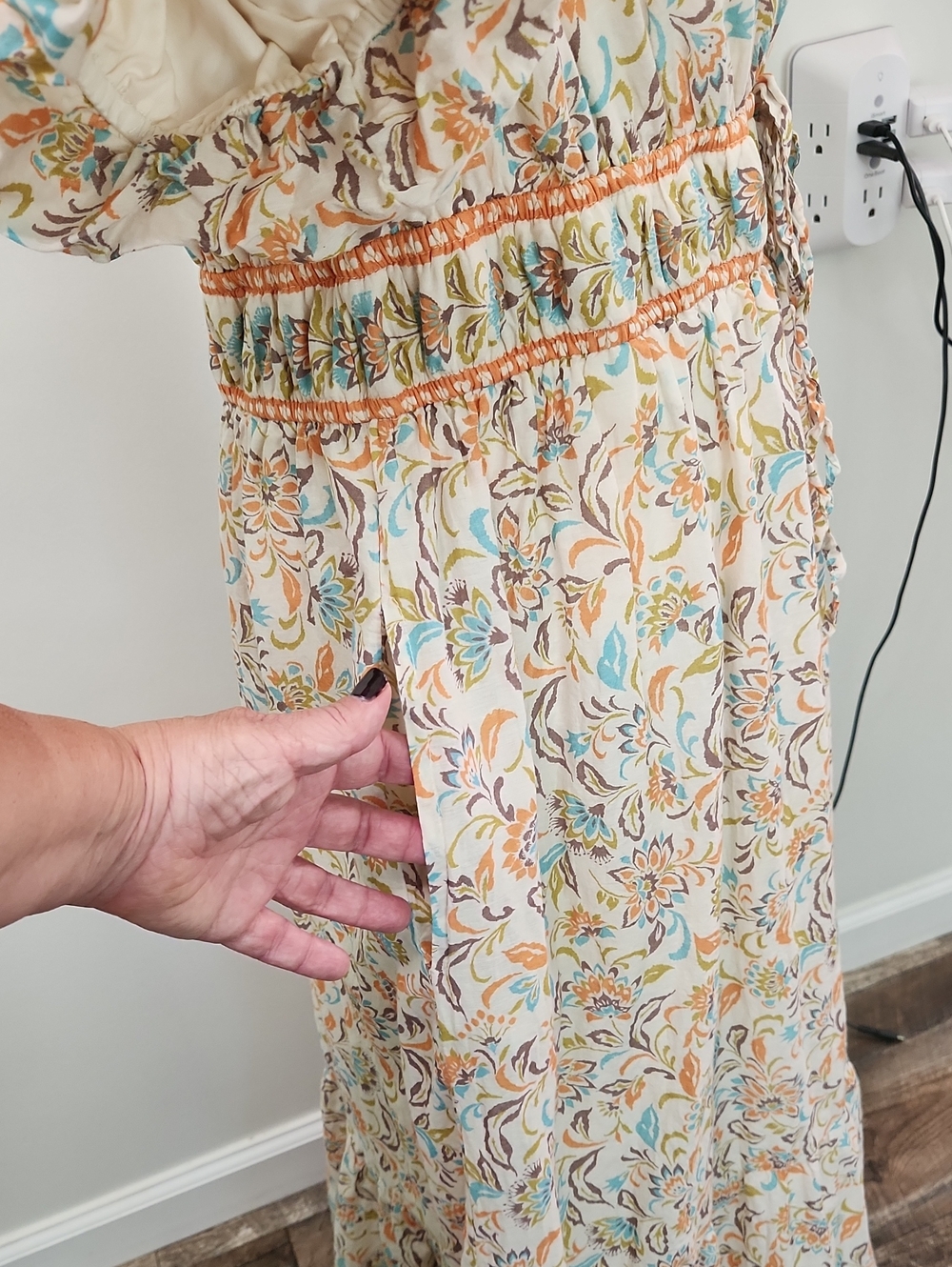 Anthropologie LEA Floral Puff Sleeve Maxi Dress Cotton Boho Cottagecore 1X EUC - Picture 10 of 16